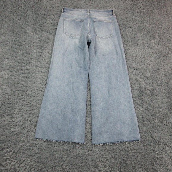 JustUSA Jeans Womens 14 Blue Longer Length Wide Leg Fringe Hem 32x30* NWT - Picture 14 of 16